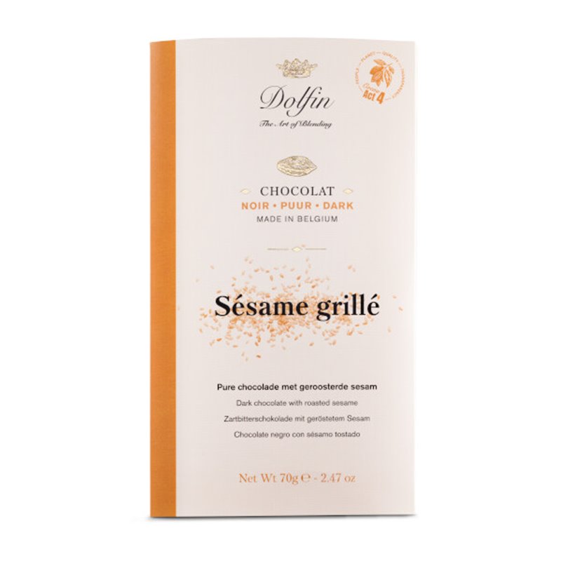 Pure chocolade met geroosterde sesame 70g