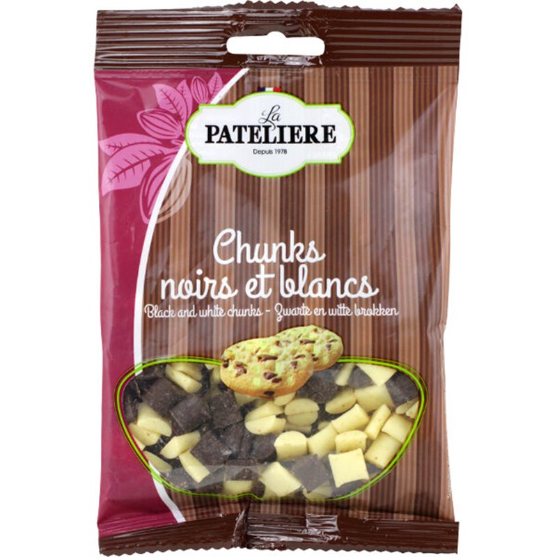 Zwarte en witte chocolade stukjes 100g