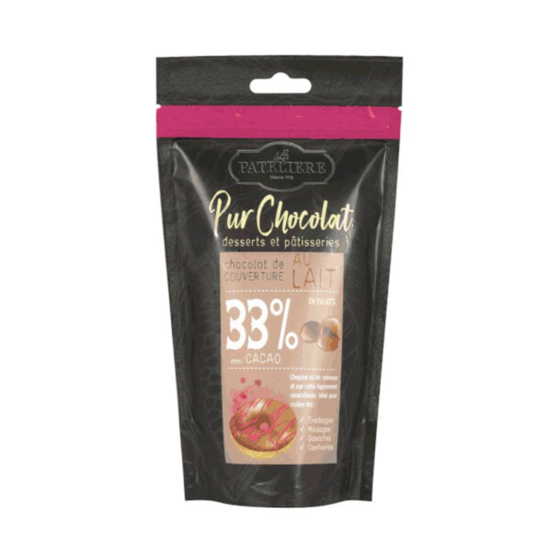 Palets de chocolat de couverture au lait 33% 200g