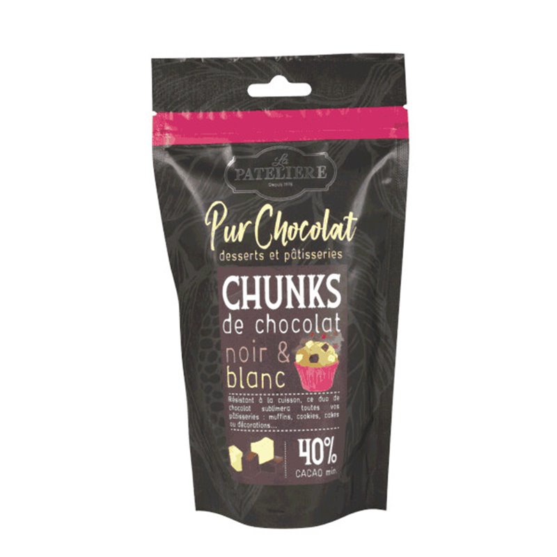 Chunks zwart & witte chocolade 200g