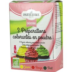  Préparations colorantes en poudre (vert, jaune, rouge) BIO 135g