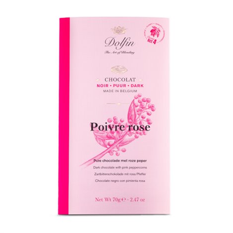 Chocolat Noir Poivre rose 70g