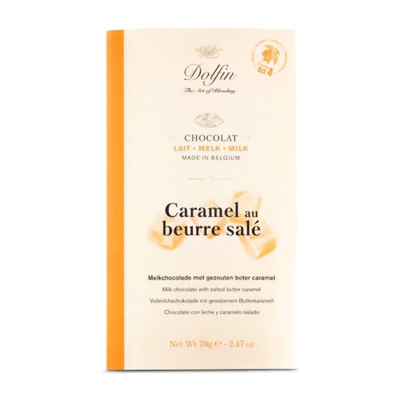 Melk chocolade met caramel en gezouten boter 70g