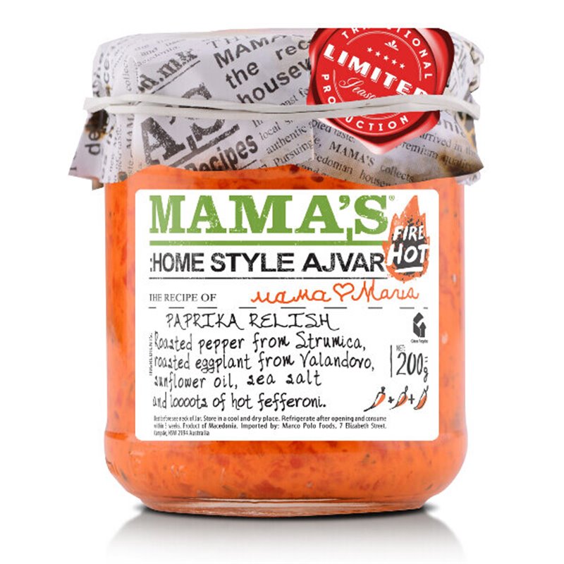 Ajvar,Sauce Poivron Rouge Fire Hot 200g