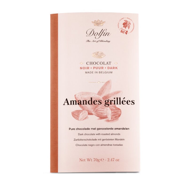 Pure chocolade 60% met geroosterde amandelen 70g