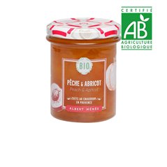 BIO Confiture Extra de Pêche et d'Abricot 230 g                           Disponible au 1er juillet 2020