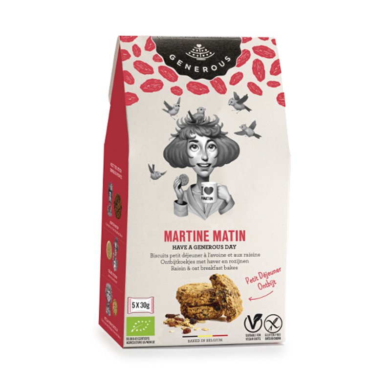 SLOWMOVER 7/02/2025 Martine Matin BIO Biscuits petit déj' avoine raisins (sans gluten-vegan) 5x30g