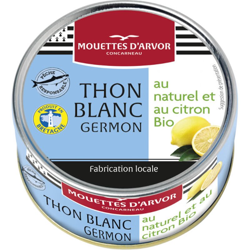 Thon au naturel et au basilic bio 160g