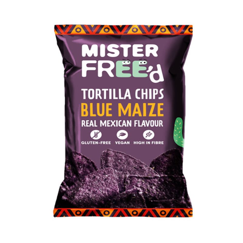 Tortilla chips van blauwe mais (glutenvrij-vegan) 135g